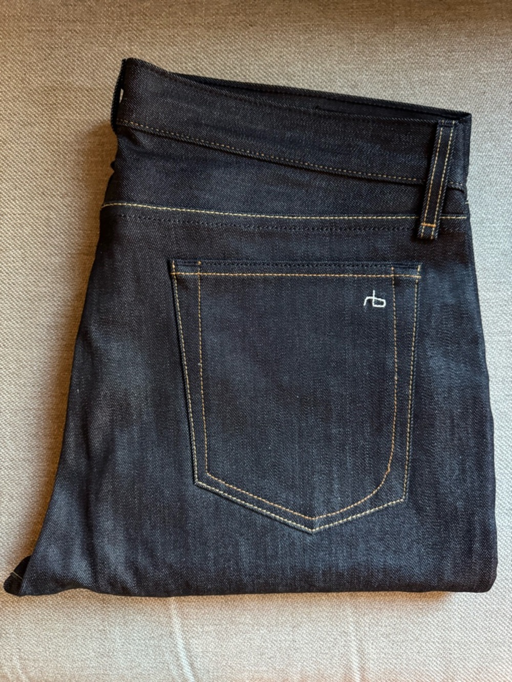 Rag&Bone Dark Rinse Wash Stretch Slim Tapered Denim Jeans, Size 36x32
